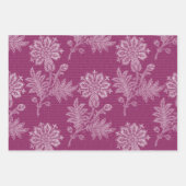 Burgundy Floral Lace Brautparty Geschenkpapier Set (Vorderseite)