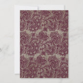 Burgundy Floral Lace Rustikale Engagement Partei Einladung (Rückseite)