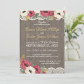 Burgundy Floral Lace Rustikale GRILLEN Hochzeitsem Einladung (Stehend Vorderseite)