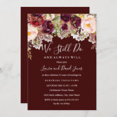 Burgundy Floral Lace Wedding Vow Renewal Einladung (Vorne/Hinten)