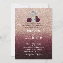 Burgundy Floral Lantern Rose Gold Ombre Wedding