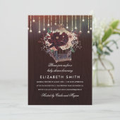 Burgundy Floral Lantern Rustic Fall Baby Dusche Einladung (Stehend Vorderseite)
