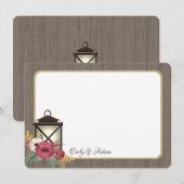 Burgundy Floral Lantern Rustic Vielen Dank Dankeskarte (Vorne/Hinten)