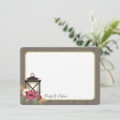 Burgundy Floral Lantern Rustic Vielen Dank Dankeskarte (Stehend Vorderseite)