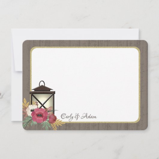 Burgundy Floral Lantern Rustic Vielen Dank Dankeskarte (Vorderseite)