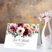 Burgundy Floral Liebe und Dank Hochzeit Dankeskarte