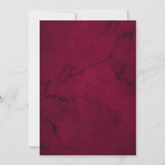 Burgundy Floral Marble Geometric Wedding Save The Date (Rückseite)