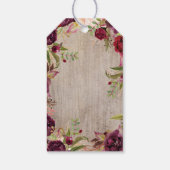 Burgundy Floral Mason Jar Rustic Wedding Geschenkanhänger (Rückseite)