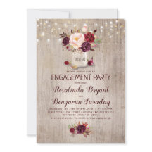 Burgundy Floral Mason Jar Rustikale Engagement Par