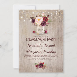 Burgundy Floral Mason Jar Rustikale Engagement Par Einladung