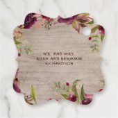 Burgundy Floral Mason Jar Wedding Welcome Bag Gesc Geschenkanhänger (Rückseite)