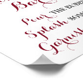 Burgundy Floral Mimosa Bar Wedding Brautparty Poster (Ecke)