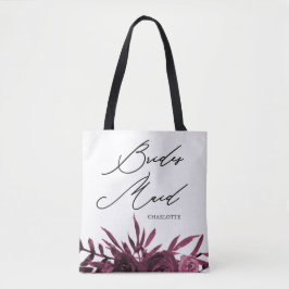 Burgundy Floral mit Bridesmaid-Script Tasche
