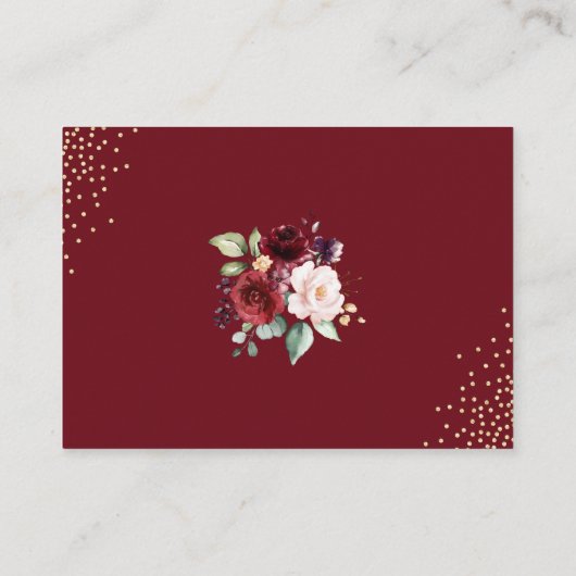 Burgundy Floral mit Gold Gästehäusern Begleitkarte (Rückseite)