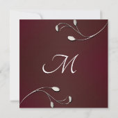 Burgundy Floral Mit Monogramm Wedding Einladung (Rückseite)