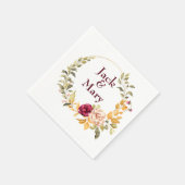 Burgundy Floral Monogram Serviette (Ecke)