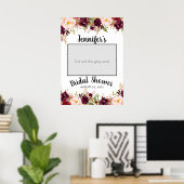 Burgundy Floral Name Brautparty Foto Prop Poster (Heimbüro)