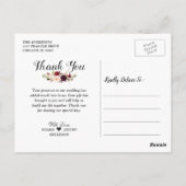 Burgundy Floral Navy Blue Wedding Foto Vielen Dank Postkarte (Rückseite)