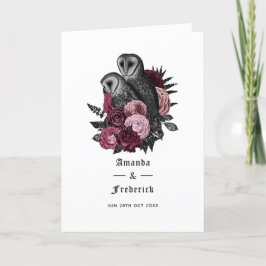 Burgundy Floral Owls Gothic Wedding Programm