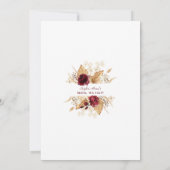 Burgundy Floral Pampas Grass Bridal Tee Party Einladung (Rückseite)