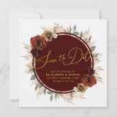 Burgundy Floral Pampas Grass Save the Date Card (Vorderseite)