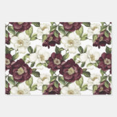 Burgundy Floral Pattern Geschenkpapier Set (Vorderseite 2)