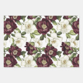 Burgundy Floral Pattern Geschenkpapier Set (Vorderseite)