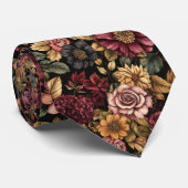 Burgundy Floral Pattern Krawatte (Gerollt)