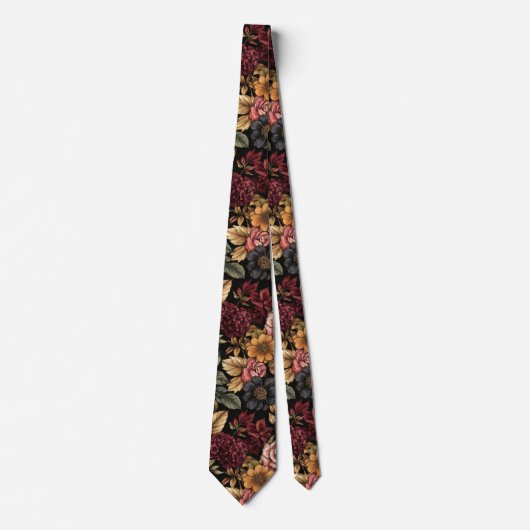 Burgundy Floral Pattern Krawatte (Vorderseite)