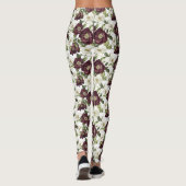 Burgundy Floral Pattern Leggings (Rückseite)