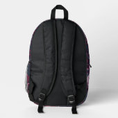 Burgundy Floral Pattern Navy Blue Bedruckter Rucksack (Rückseite)