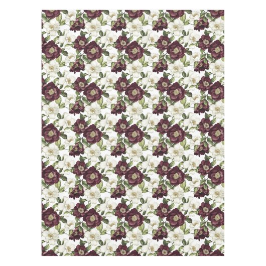 Burgundy Floral Pattern Tischdecke (Vorderseite)