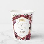 Burgundy Floral Presentación de 3 años Pappbecher (Rückseite)