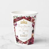 Burgundy Floral Presentación de 3 años Pappbecher (Vorderseite)