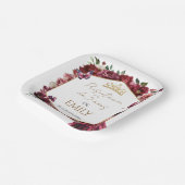 Burgundy Floral Presentación de 3 años Pappteller (Gewinkelt)