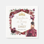 Burgundy Floral Presentación de 3 años Serviette (Vorderseite)