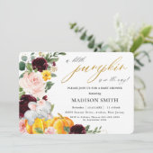 Burgundy Floral Pumpkin Elephant Baby Dusche    Einladung (Stehend Vorderseite)