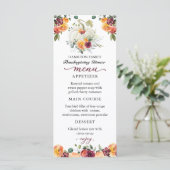 Burgundy Floral Pumpkin Erntedank Dinner Menu Menükarte (Stehend Vorderseite)