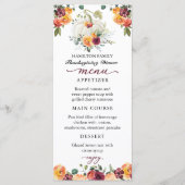 Burgundy Floral Pumpkin Erntedank Dinner Menu Menükarte (Vorderseite)