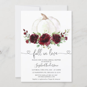 Burgundy Floral Pumpkin Fall in Liebe Brautparty Einladung