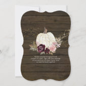 Burgundy Floral Pumpkin Pink Gold Baby Girl Dusche Einladung (Rückseite)