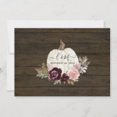 Burgundy Floral Pumpkin Rustic Virtual Wedding Einladung (Rückseite)