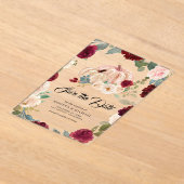 Burgundy Floral Pumpkin Wedding Save the Date Acryleinladungen (Ablage )