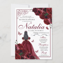 Burgundy Floral Quinceanera Geburtstagseinladung Einladung