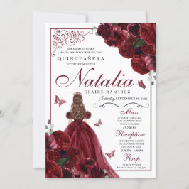 Burgundy Floral Quinceanera Geburtstagseinladung Einladung