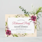 Burgundy Floral | Renten - Party Einladung (Stehend Vorderseite)