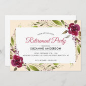Burgundy Floral | Renten - Party Einladung (Vorne/Hinten)