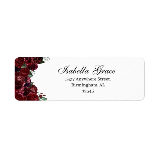 Burgundy Floral Return Address Label (Vorne)