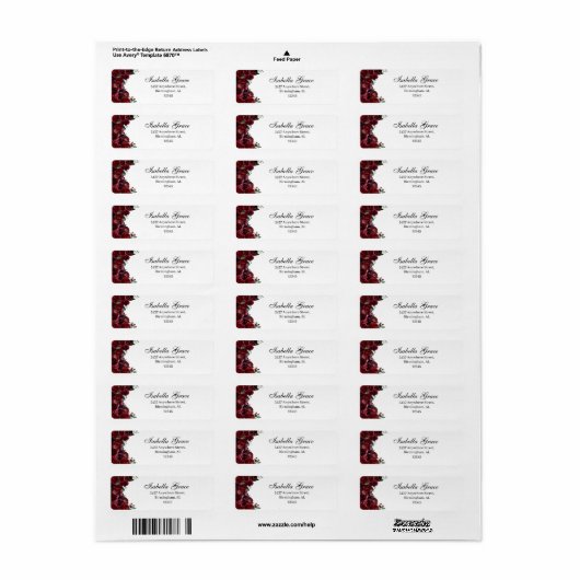 Burgundy Floral Return Address Label (Vorne)