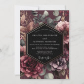 Burgundy Floral Romance Wedding Einladung (Vorderseite)